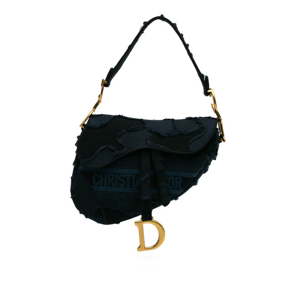 Pre-Loved Dior Canvas Embroidered Camouflage Saddle Bag - Picture 1 of 10